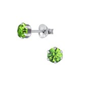 Joy|S - Zilveren rond oorknoppen - 5 mm - kristal groen