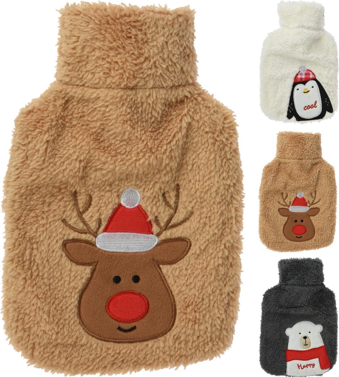 Goedkoopste Warmwater kruik Kerst verschillende designs - warmwaterkruik - 85 ML - LET OP geassorteerd geleverd