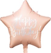 Folieballon Ster Happy Birthday Lichtroze - 40 Centimeter