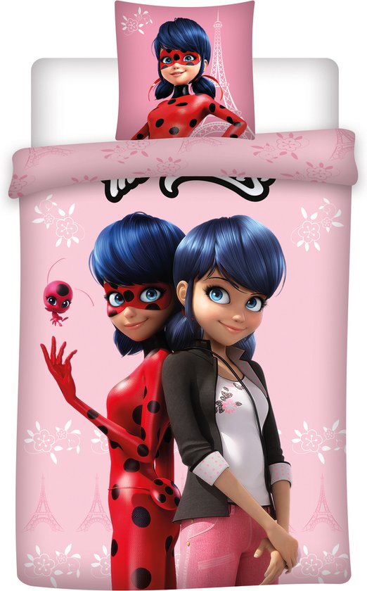 Coussin Double Face Miraculous Ladybug 40x40 Cm – 100% Polyester, Impression Haute Qualité, Lavable, Certifié OEKO-TEX