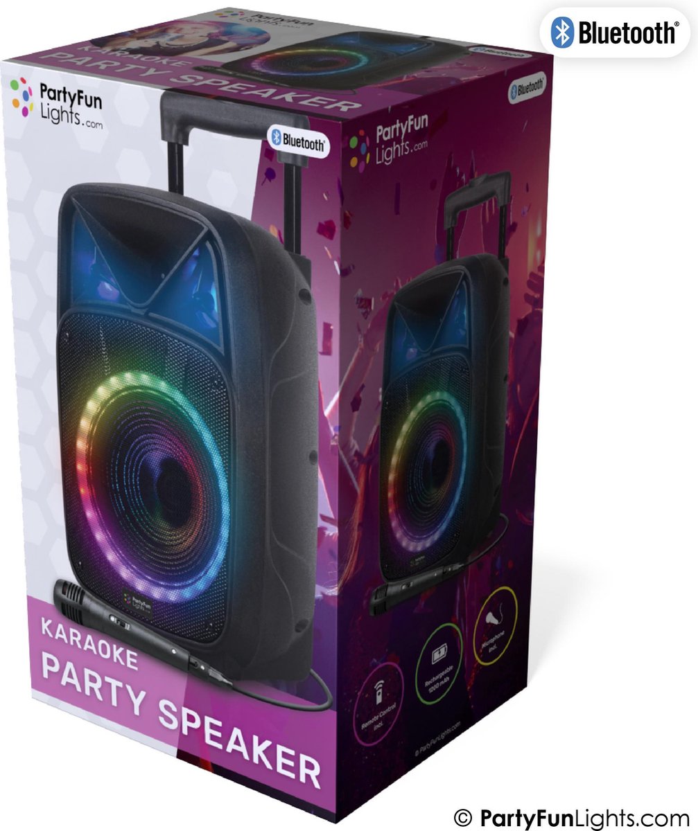 Achat PartyFunLights - Kit karaoké Bluetooth - haut-parleur de fête -  microphone inclus - effets lumineux - avec poignée de transport en gros