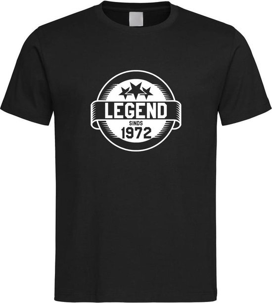 Zwart T-Shirt met “ Legend sinds 1972 “ print Wit