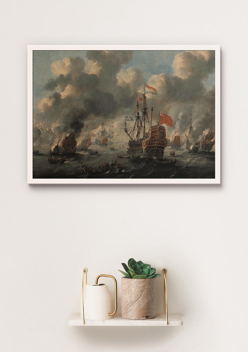 Esque Poster In Witte Lijst - Tocht naar Chatham - Peter van der Velde - Michiel de Ruyter - Large 50x70
