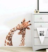 Super schattige Giraffe met kindje muursticker/raamsticker