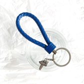 Sleutelhanger - Donker Blauw - OS - Olympische Spelen - Olympische Vlam - Olympisch Vuur - Hanger - Leer - SportPresent - Sportsieraad - Sieraden - Team - Teamkado