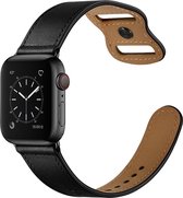 Leren bandje dubbele lus - Zwart - Geschikt voor Apple Watch 42mm - 44mm - 45mm - Ultra - 49mm - Compatible Apple watch bandje Smartwatchbandje