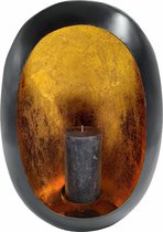 Groot Marrakech egg - kaarsenhouder - Zwart - Goud - Rond - B30xD13xH40cm