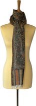 Kani pashmina sjaal – bruine damessjaal met meerkleurig Kani design - 100% kasjmier