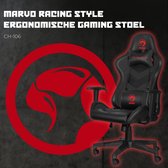 Marvo CH106BK Gaming Stoel - Premium Gaming Chair van Kunstleer - In Hoogte Verstelbaar - Ergonomisch - Zwart