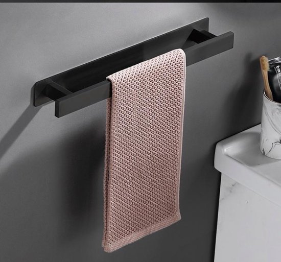 CoshX® Zelfklevend Handdoekrekje zwart 40 cm | Zonder Boren |  Handdoekhouder |... | bol.com