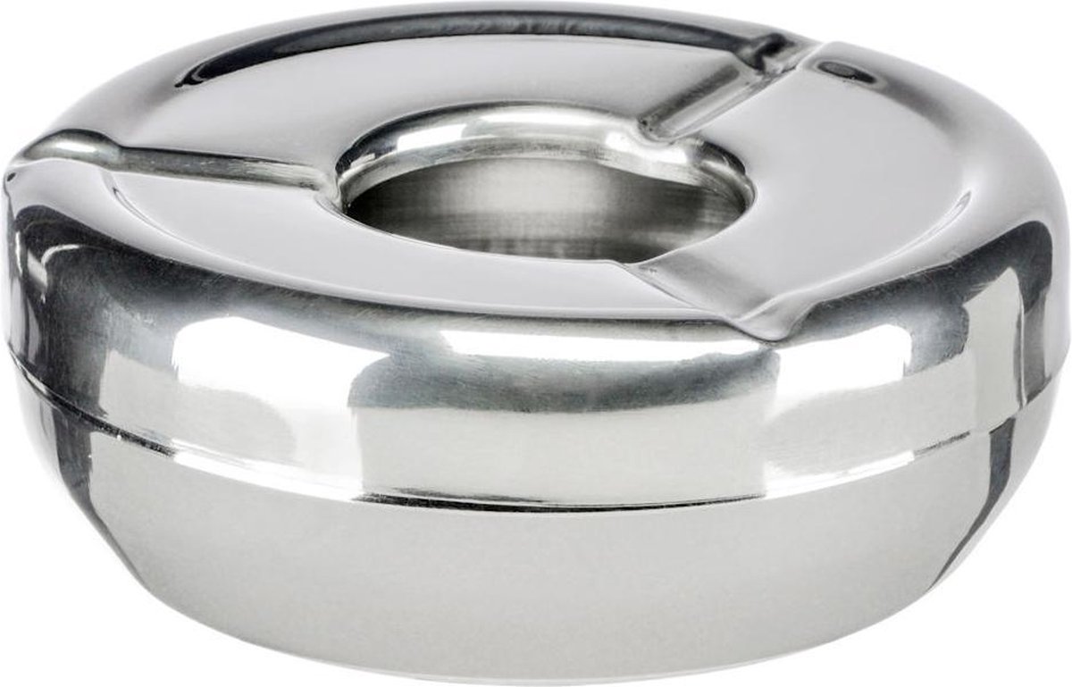 Goedkoopste Decopatent® Ronde Tafel Asbak - Asbak Voor Binnen - Rond Ø 12cm - Tafelasbak Metaal - 12 x 12 x 5.5 Cm.