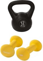 Tunturi - Fitness Set - Neopreen Dumbbellset 2 x 1,5 kg - Kettlebell 12 kg