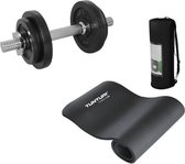Tunturi - Fitness Set - Halterset 10 kg incl 1 Dumbellstang - Fitnessmat 180 x 60 x 1,5 cm