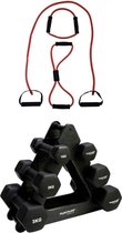 Tunturi - Fitness Set - Dumbbell Opbergrek incl 2x 1 t/m 3 dumbbells  - Tubing Set Rood