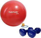 Tunturi - Fitness Set - Vinyl Dumbbell 2 x 4 kg  - Gymball Rood 65 cm