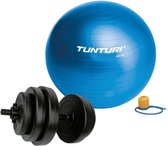 Tunturi - Fitness Set - Vinyl Halterset 15 kg  - Gymball Blauw 65 cm