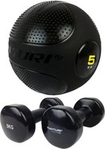 Tunturi - Fitness Set - Vinyl Dumbbell 2 x 5 kg  - Slam Ball 5 kg