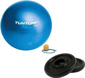 Tunturi - Fitness Set - Halterschijven 2 x 0,5 kg - Gymball Blauw 55 cm