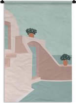 Wandkleed - Wanddoek - Huis - Zomer - Pastel - 120x180 cm - Wandtapijt