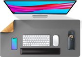 Aothia - XXL desktop mat grijs - Premium antislip Game mat - kurk en PU leer - 2-zijdig bruikbaar bureauonderlegger 80 * 40cm - glad oppervlak - zacht + makkelijk schoon te maken - waterdicht