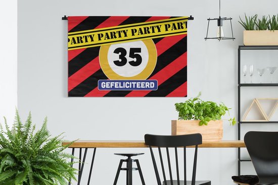 Tapisserie - Toile murale - Anniversaire - Fête - 35 ans - 150x100 cm - Tapisserie