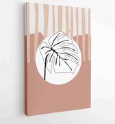 Bloemen en gebladerte lijntekeningen met abstracte vorm. Abstract Plant Art-ontwerp voor print, omslag, behang, minimale en natuurlijke kunst aan de muur. 4 - Moderne schilderijen