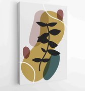 Earth tone boho gebladerte lijntekeningen tekenen met abstracte vorm. Abstract Plant Art-ontwerp voor print, omslag, behang, minimale en natuurlijke kunst aan de muur. 2 - Moderne