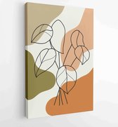 Gebladerte lijntekeningen met abstracte vorm. Abstract Plant Art-ontwerp voor print, omslag, behang, minimale en natuurlijke kunst aan de muur. 1 - Moderne schilderijen – Verticaal