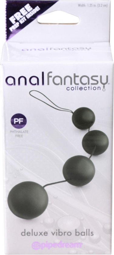 Verpakking van luxe vibratieballen, zwart, met touwtje. Phthalate Free.