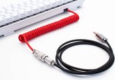 TheSetupStore.com Coiled Cable - USB-C- Rood / Zwart - Mechanisch toetsenbord - Kabel - GX16 - 1,5 Meter Lang