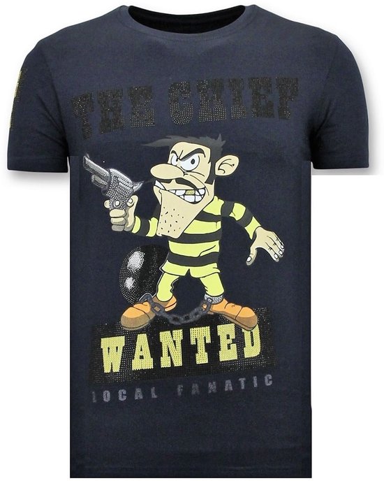 T-Shirt Heren Opdruk - The Chief Wanted - Blauw
