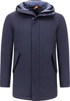 Luxe Halflange Parka Heren met Capuchon - Blauw