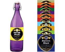 Shoppartners Fles etiketten set 12 stuks - geschikt voor 0,5-1 liter flessen - Halloween thema - leuk voor griezelfeesten
