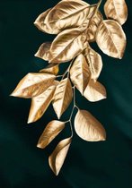 Allernieuwste Canvas Schilderij Gouden Plant Bladeren - kleur Goud - poster 50 x 70 cm