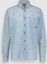 Twinlife Heren Chambray Allover Print - Overhemden - Wasbaar - Ademend - Blauw - L
