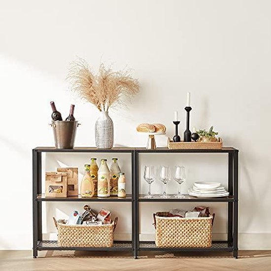 VASAGLE consoletafel, smalle salontafel met 2 planken, 20 x 80 x 80 cm