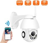 Surveillance IP-camera - WiFi 1080P HD PTZ WLAN Dome draadloze camera - met bewegingsdetector, nachtzicht - tweerichtingsaudio, IP66 waterdicht, micro SD-kaart/cloudopslag