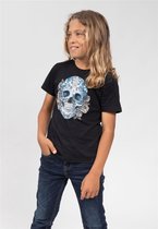 DEELUXE T-shirt met Mexicaanse schedel en bloemen CALAB Black