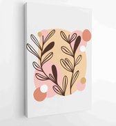 Earth tone boho gebladerte lijntekeningen tekenen met abstracte vorm. Abstract Plant Art-ontwerp voor print, omslag, behang, minimale en natuurlijke kunst aan de muur. 2 - Moderne