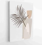 Earth tone boho gebladerte lijntekeningen tekenen met abstracte vorm. Abstract Plant Art-ontwerp voor print, omslag, behang, minimale en natuurlijke kunst aan de muur. 2 - Moderne