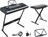 New Jersey Sound 61 Key Full Size Digital Electronic Keyboard Kit Inc. Keyboard Stool