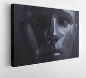 Abstract menselijk gezicht, 3D render, kunstmatige intelligentie concept - Modern Art Canvas - Horizontaal - 1854033556 - 80*60 Horizontal