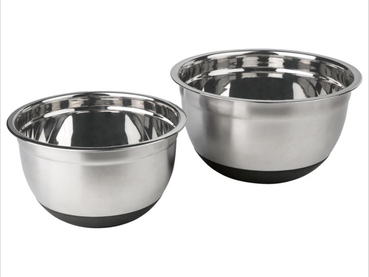 ERNESTO® RVS mengkommenset 2 stuks - 2L en 3.5L - Met antislip onderkant