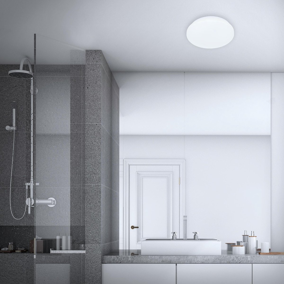 Plafonnier LED Salle De Bain BRILONER 3404-116 - 12W, 1200 Lumen, 4000K Blanc Neutre, IP44 étanche - 28.8cm - 3