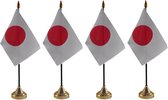 4x stuks japan tafelvlaggetjes 10 x 15 cm met standaard - Landen vlaggen feestartikelen/versiering