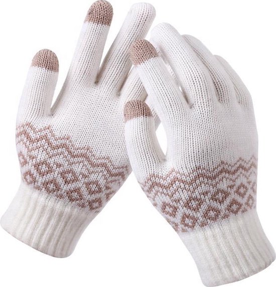 Winter Handschoenen – Wanten – Heren Handschoen – Dames Handschoen – Touchscreen - Wit
