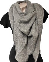 Warme Driehoekige Dames Sjaal - Extra Dikke Kwaliteit - Beige/Grijs - 200 x 70 cm (948822-3)