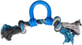 Duvoplus - Speelgoed - Kauw & Trek Speelgoed - Knoop Katoen Trekring Met Plastiek 30cm Grijs/blauw