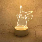 Nachtlamp Pokemon - wit - 16 KLEUREN | Pikachu nachtlamp | Nachtlampje kind Pikachu | Mooie sfeerlamp |3D Illusie LED nachtlamp Pikachu | 16-kleurig