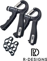 Handtrainer - 10 to 60kg - Handknijper- Armtrainer - Verstelbaar - Zwart - 2 Stuks - Inclusief oefeningen